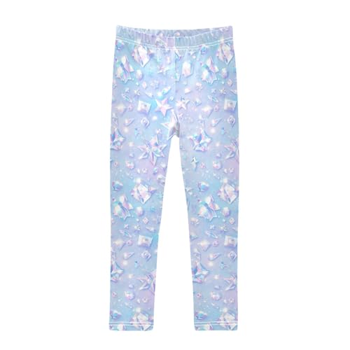 KLL Silver Glitter Pattern Shiny Sparkles Toddler Girl Athletic Leggings Stretchy High Waisted Lounge Pants Sports