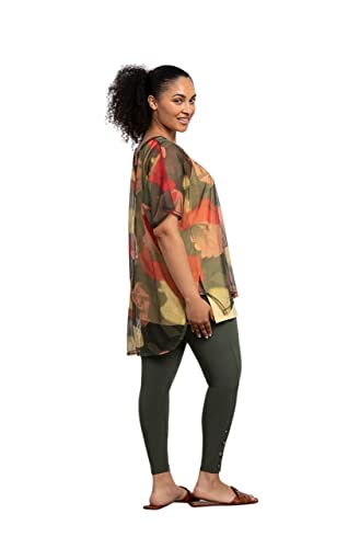 Sympli Printed Mesh Split Back Sheer Tunic Floral Camo~ 3325P-Spring 2023 (As1, Numeric, Numeric_12, Regular, Regular, Floral Camo) #TOP2