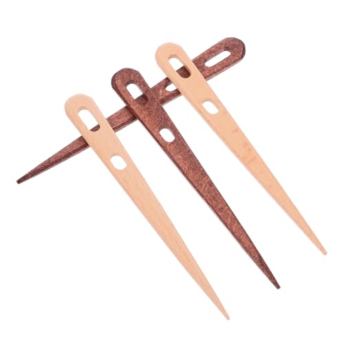 Angoily 4Piezas Agujas De Tejer De Ojo Uds Para Tejer y Manualidades De Bricolaje Herramientas Madera Para Bufandas y Suéteres
