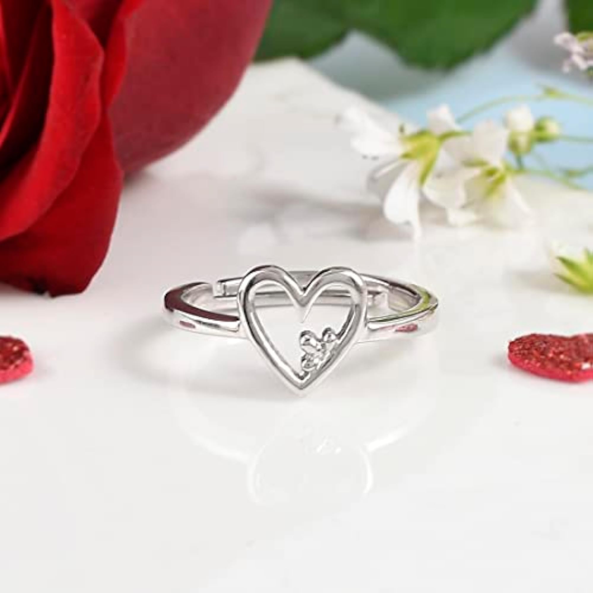 925 Sterling Heart Clover Ring