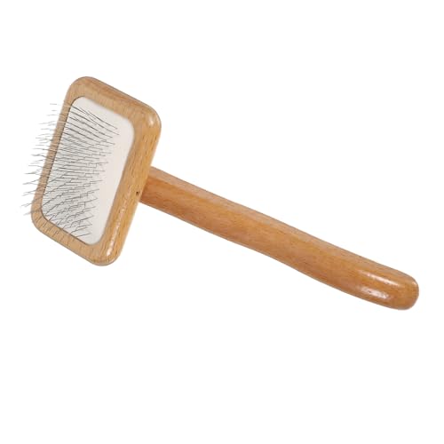 Toyvian Dog Brush for Shedding Pin Brush Wooden Handle Detangler Comb for Poodle Retriever