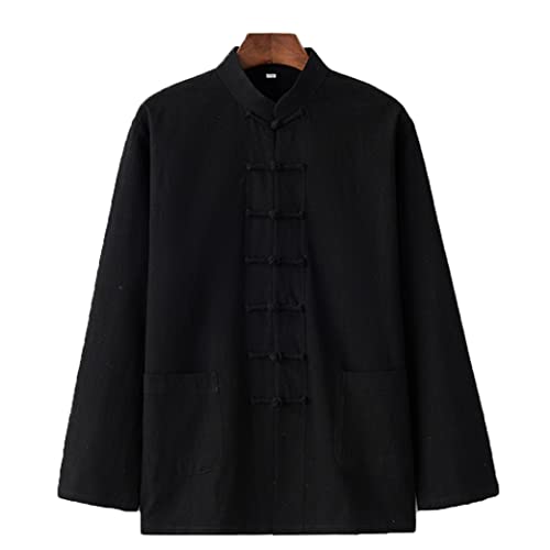 QPZK Conjunto de Arte marcial de Uniforme de algodón Tai chi, Traje de Sabor Unisex Ropa Tradicional Tradicional Ropa Kung fu metitación Uniforme de Ejercicio transpirabl Black-XXL