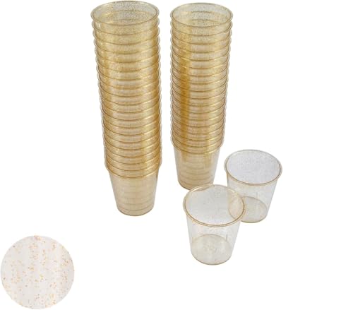 Homéa, Set de 40 Mini Verrines 30Ml Paillete Or