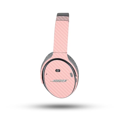 Image of MightySkins Carbon Fiber Skin Compatible with Bose QuietComfort 35 II Headphones - Solid Blush | Protective, Durable Textured Carbon Fiber Finish | Easy to Apply