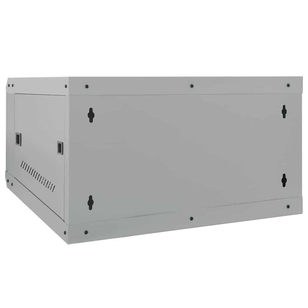 Armadio di rete da parete 53 x 60 x 30 cm, alloggiamento server in acciaio da 19 pollici con porta in vetro di sicurezza, grigio, armadietto dati per ufficio e infrastrutture IT
