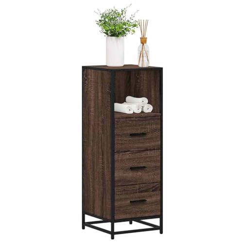 Brokky Armario de baño Madera Muebles auxiliares de baño Bathroom Cabinet Mueble de baño contrachapada Roble marrón 35x37,5x100cm / 849253