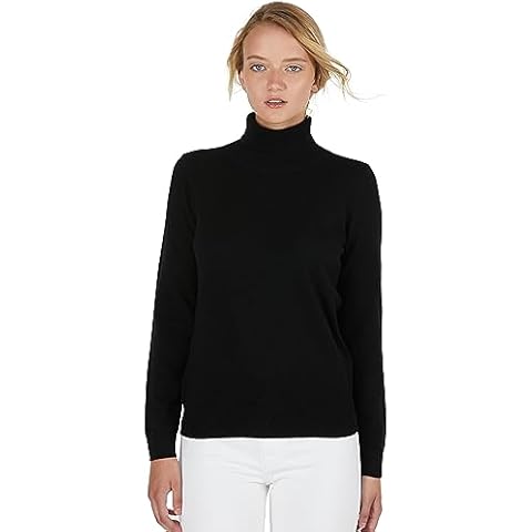 JENNIE LIU Women's 100% Pure Cashmere Long Sleeve Pullover Turtleneck Sweater Cover