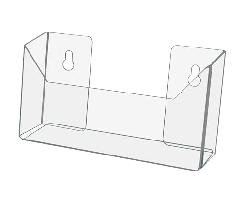 Marketing Holders 4 Pack 7.5”W Brochure Organizer Pamphlet Maps Menu Slant Back Clear Acrylic Postcard Display Stand Counter or Wall Mount Catalogs Booklets Includes Hanging Hardware