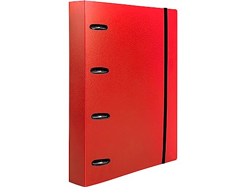 Folder with Refill Liderpapel A4 Square 5 mm 100 Sheets 80 g Polypropylene 4 Mixed Rings 25 mm Red, multicoloured