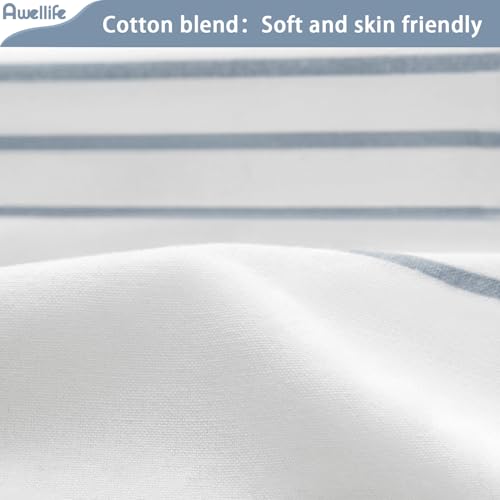 Awellife Blue Shower Curtain Beach Ocean Coastal Nautical Shower Curtain for Bathroom Stripe Tassel 72 X 72 Inches Cotton - Image 5