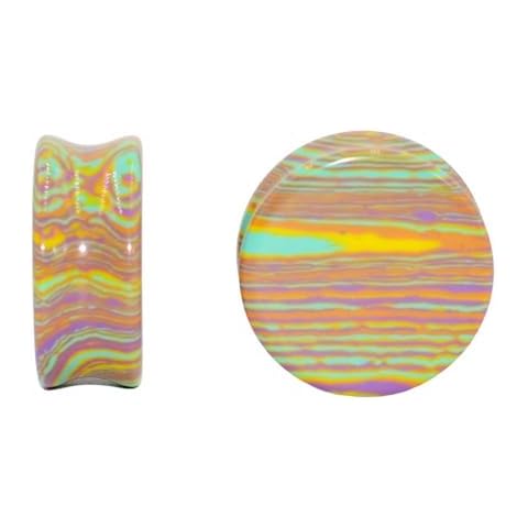 Izpack Rainbow Stone Double Flare Ear Plugs Tunnels Natural Organic Stones Expander Ears Piercing Stretcher Gauge Plug for Women Men Fashion Body Jewelry (25mm(1")) Cover