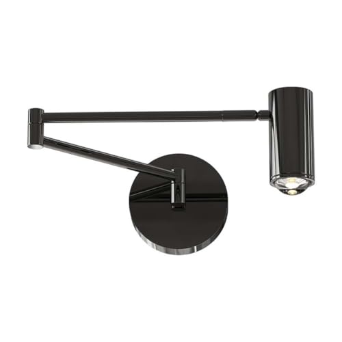 Aplique de pared negro LED 7W regulable con brazo articulado largo para lectura