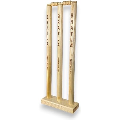CBB Cricket Wicket Stumps Multi-Surface Placement with Wood Base