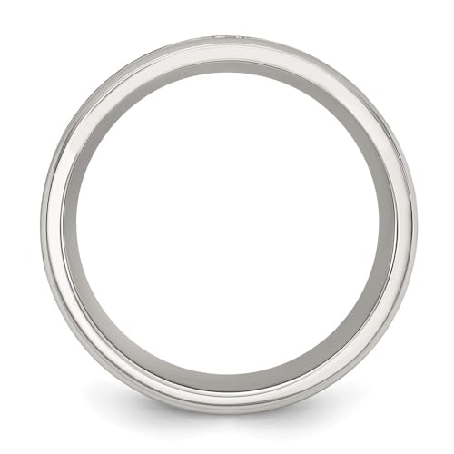 Stainless Steel Polished with Black Carbon Fiber Inlay Cubic Zirconia Cross 8 mm Band Size 7 to 132