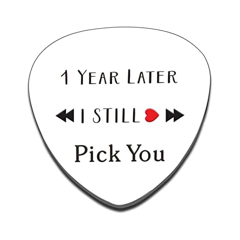 1 Year Anniversary Present Gifts for Boyfriend Girlfriend Men Women Him Her Musician Boyfriend Guitar Pick One Year Wedding Anniversary Christmas Gifts for Husband Wife First Valentines Day Birthday Cover
