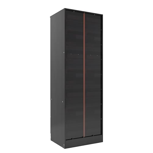 Image of DF2H Wardrobe | 1 Year Warranty | 2 Doors Cupboard, Ren, with Drawer, Wooden Almirah Wenge Colour (Melamine Finish)