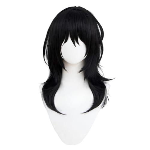 碓氷拓海 鮎沢美咲 あゆざわみさき コスプレウィッグ フルウィッグ 仮装 可愛い 金髪 黒髪 耐熱ウィッグ かつら wig ボブショート 短髪 ロングウィッグ 自然 コスプレ用小物 イベント 文化祭 ネット付き (ブラック)