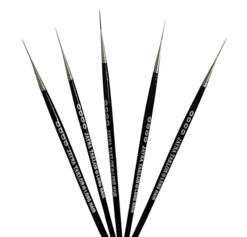 Image of Ultra Fine 0000 Liner Detail Brush Set | Nylon Miniature Paint Brushes For Nail Art, Model Painting, Acrylic Artwork, Fine Line & Precision Detailing Craft | Set of 5 Professional Brushes