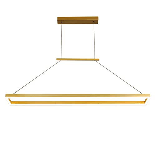 Lampe suspendue carrée dorée LED 35W pour îlot de cuisine et salle à manger
