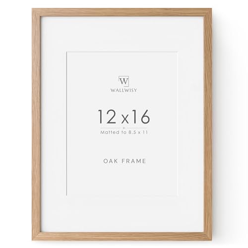 12x16 Oak Picture Frames 12x16 Natural Wood Frame with Mat to 8.5x11 16x12 Frame for Wall Set of 1