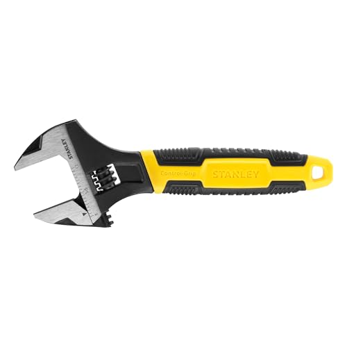 Image of STANLEY 90-947 MAXSTEEL 6 inch (150mm) Adjustable Wrench, Bi-Material Handle with CONTROL-GRIP, Ideal for Plumbing, Automotive,Furniture Assembly, Outdoor Equipment Maintenance & General Household Tasks