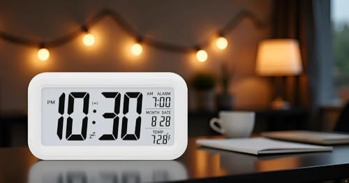 Image of Digital Alarm Clock Table Clock for Students, Home, Office with Automatic Sensor, Date &Amp; Temperature