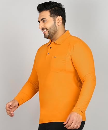Image of INKKR Plus Size Men's Solid Polo Neck Full Sleeve T-Shirts