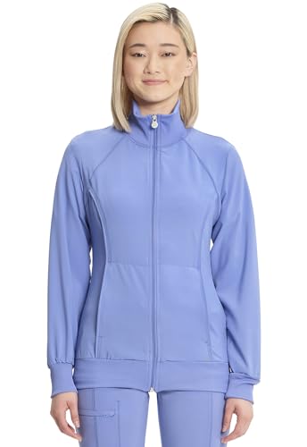 Cherokee Infinity Zip Front Scrub Jackets for Women, 4-Way Stretch Fabric 2391A, L, Ciel