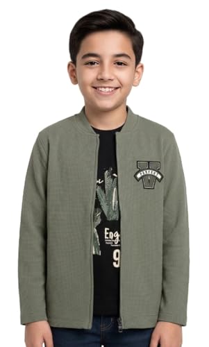 Image of Boys Full Sleeves Solid Jacket and T-Shirt