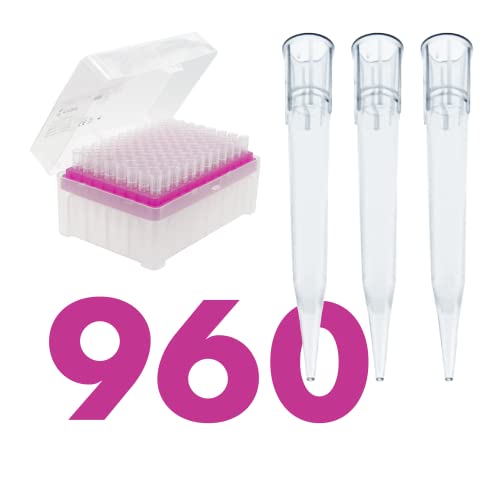 Kashi Scientific 300 uL Universal Racked Laboratory Pipette Tips, Sterile Dnase/Rnase Free, Pyrogen Safe [300ul, Non-Filtered, 960 Tips]