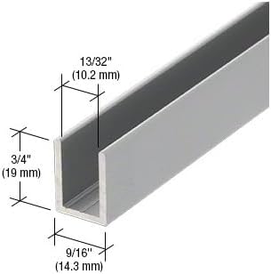 CRL Satin Anodized Frameless Shower Door Aluminum Deep U-Channel for 3/8" Thick Glass - 12 ft Long