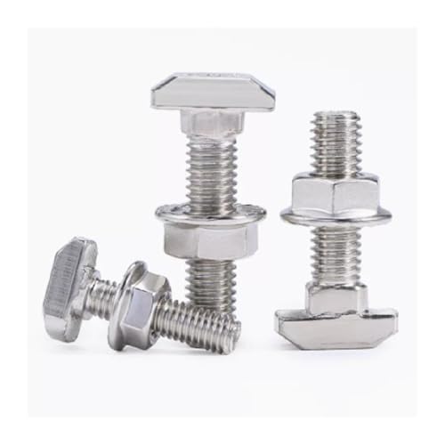 TULDYS 10 jeux de boulons à tête de marteau M5-M8 T, connecteur de boulon en T, vis for profils en aluminium 20/30/40/45, écrous à bride hexagonale(10 Set,20- M5x20mm)