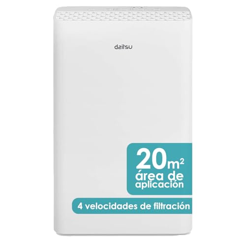 Daitsu - Purificador de Aire | Filtro HEPA13 | Hasta 20 m² | Ionizador Cold Plasma Antitabaco | 4 Velocidades | Modo silencio 25 dB ✅
