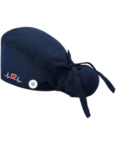 LEEQ Gorro Quirúrgico con Botones Ajustable para Mujer para Cabello largo Gorro de Chef Gorro de Toalla para Médico Dentista Enfermera farmacéuticos, talla única, veterinarios