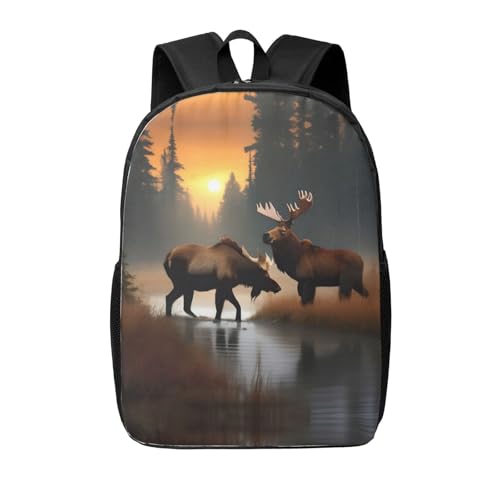 Deer Bear Moose Print Laptop Backpack,Travel Daypack,Business Work Bag For Men And Women,College Backpacks