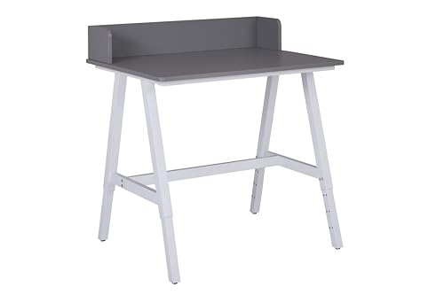 Inter Link - Kinderschreibtisch – höhenverstellbarer Schreibtisch - für Kinder - mit Aufsatz - Stabiler Tisch - Kinderzimmer - ergonomisch - Lern- & Arbeitstisch - Weiß/Grau - Emmelie