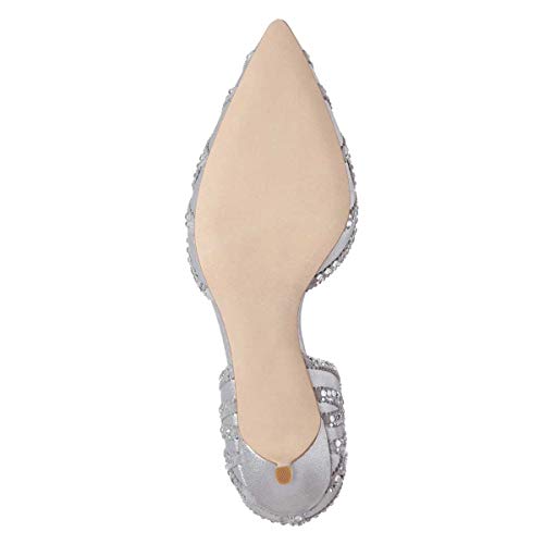 Image of XYD Women's Pumps, Elegant Pointed Toe, D'Orsay Kitten Low Heels, Rhinestone Studs, Slip-On Satin Shoes for Wedding