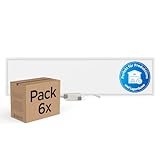 LECOM 6x LED Panel 120x30 cm Neutralweiß 4000K - 4000lm Deckenleuchte Deckenpanel Rasterleuchte für Einbau in Systemdecken Büroleuchte Ideal für Gewerbe, Büro, Praxis & Verkaufsräume