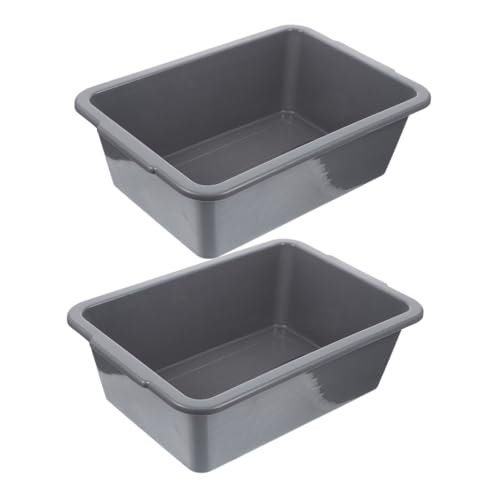 Unomor 2pcs Commercial Bus Tub Plastic Utility Storage Bin with Handles Versatile Washing Basin for Restaurants Food Storage and Cleaning Tasks