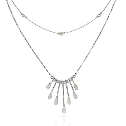 Collier paddle gouttes plates en argent lot de 2 colliers Boho avec ras du cou perles pour offrir
