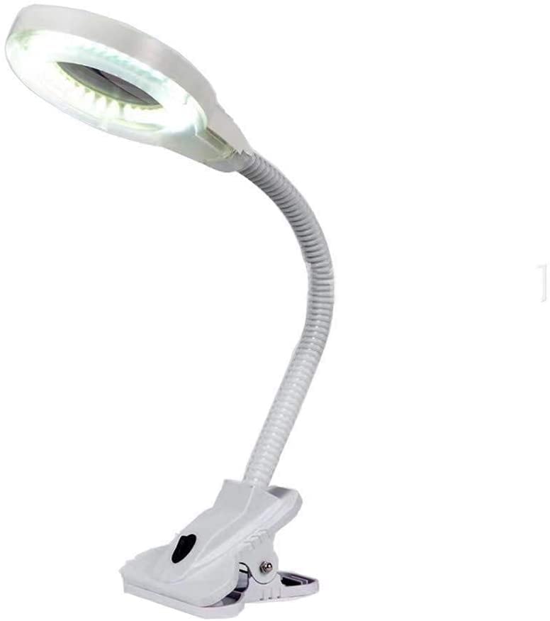 Lente d'Ingrandimento 3X, Lampada con Clip, Regolazione a 180 Gradi, Tipo da Tavolo, Lampada Portatile con Clip, Lente d'Ingrandimento con Luce LED Interessante