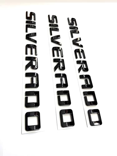 Image of 3PCS Badge Emblems for Silverado 2007-2020 for Silverado, Sierra, and Canyon - Fits 1500, 2500HD, and 3500HD Models (Black)