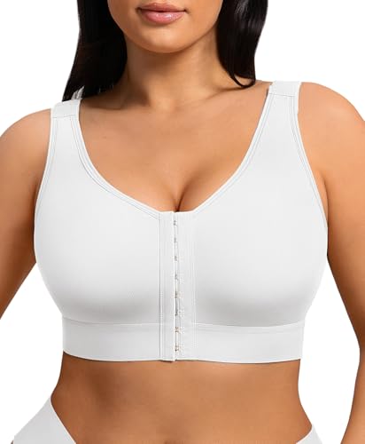 Image of FeelinGirl Mastectomy Bras for Women Compression Post Op Surgery Bra Front Closure Surgical Recovery Everyday Bra