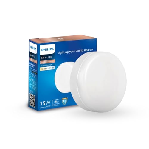 Philips 15-watt Smart Wi-Fi Downlighter | LED Surface Wiz Connected Downlighter Compatible with Amazon Alexa and Google Assistant | Colour : Tunable White, Pack of 1