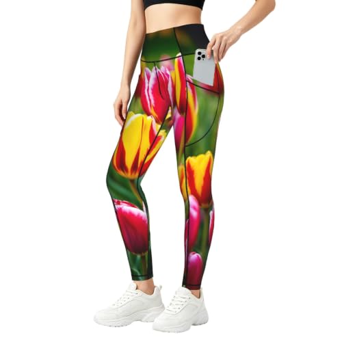 Pantalones de yoga para desconectar en casa con cómodo diseño de tulipanes y corte holgado