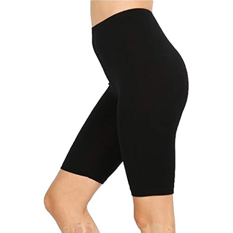 Women Cotton High Waist Active Bermuda Bike Short Leggings 10" Length - black - S Cover