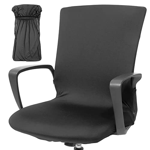 Ciieeo Housse de Chaise de Bureau - Extensible Housses de Chaise Housse de Chaise de Jeu Rotatif Lavable Couverture de Chaise Anti- POUSSIER (Chaise Non Incluse)(Noir)