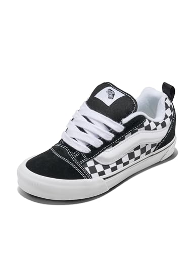 Vans Toddler Knu Skool Shoe | '90s Retro Puffy Low-Top Fashion Sneakers for Boys & Girls, Checkerboard Black/True White, 7.5