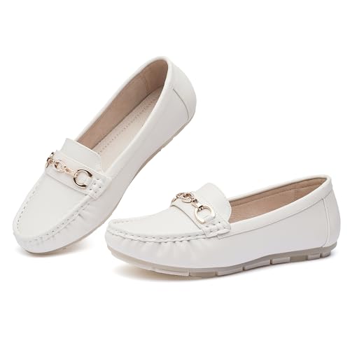 Image of Women's Business Loafers Work Casual Flats Shoes Lightweight Penny PU Leather Slip On Walking Shoes