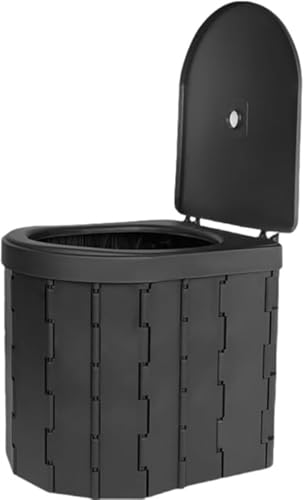 Xiraivke 携帯トイレ 車載折りたたみトイレ 屋外用携帯非常用トイレ 防臭 大人 車用 旅行用トイレバケツ 硬化剤+ゴミ袋 非常用トイレ 防災用品 アウトドア キャンプ 停電 高耐荷重蓋付きで全身丸洗い可能 (一体型カバー(硬化剤付+ゴミ袋付属),グ